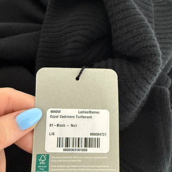 NWT Canada Goose Ladies Copal Cashmere Turtleneck Sweater In Black Sz Large - Picture 3 of 10